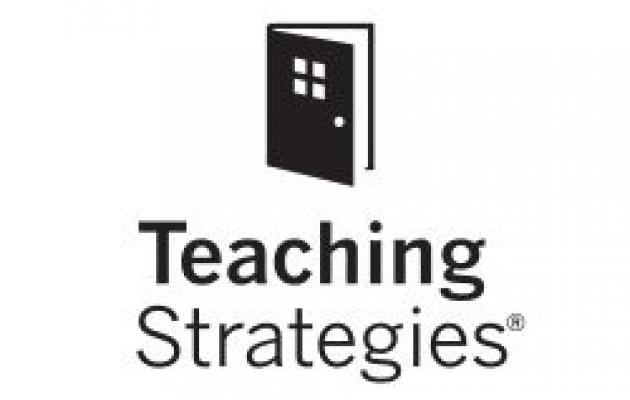 This is a logo for the organization 'Teaching Strategies' who provides our specialized curriculum; it is a black door that is slightly open on a white background with the words 'teaching strategies' below followed by the copyright symbol which is a capital R instead of a circular outline.