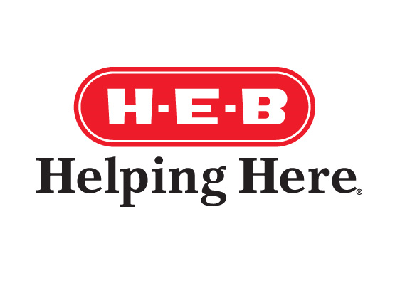 A text-based logo reading "Helping Here" with a red oblong shape above containing the letters "HEB" separated by white dots