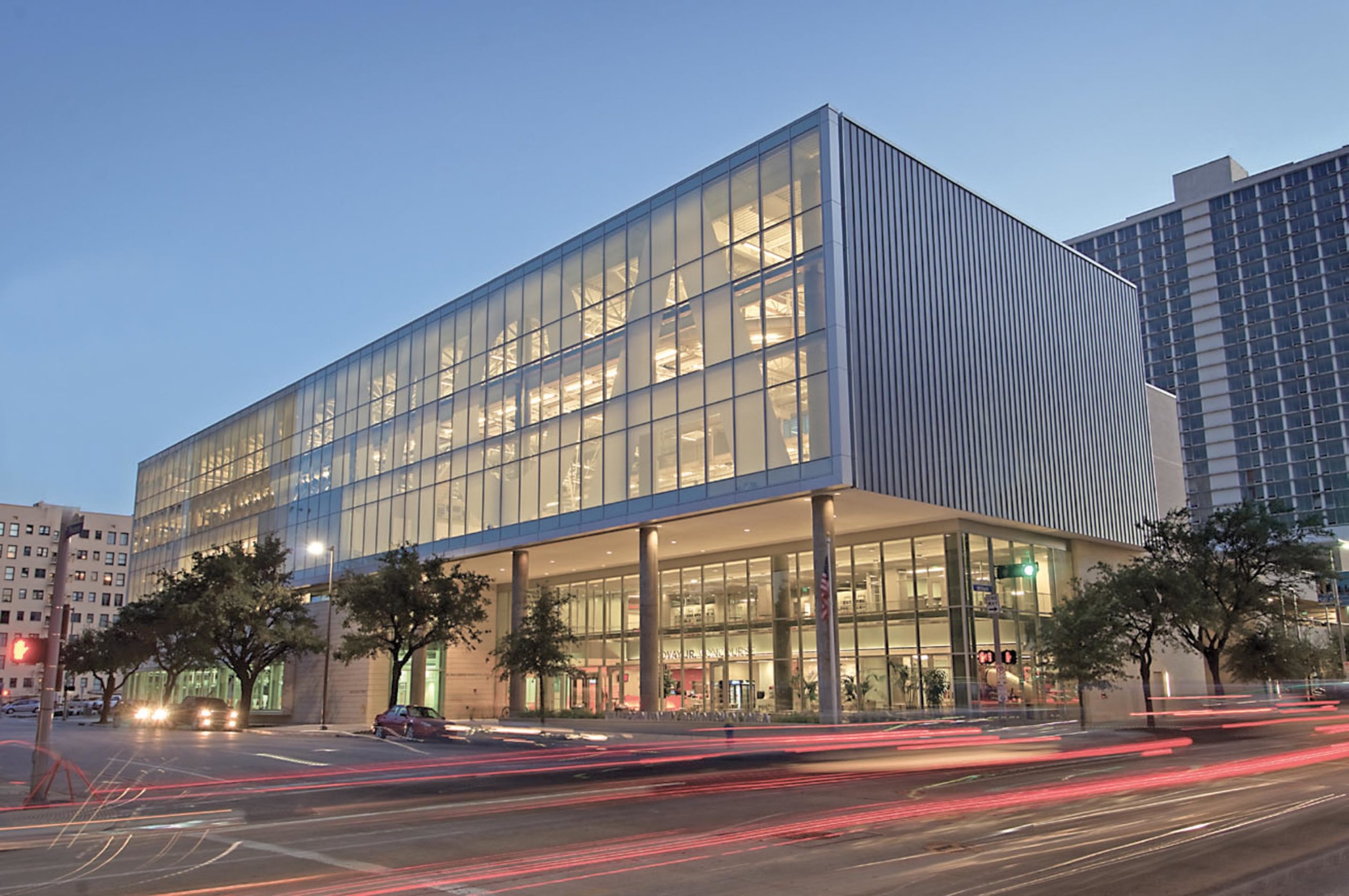 ymca-houston-about-us-homepage-header YMCA building lit up at night