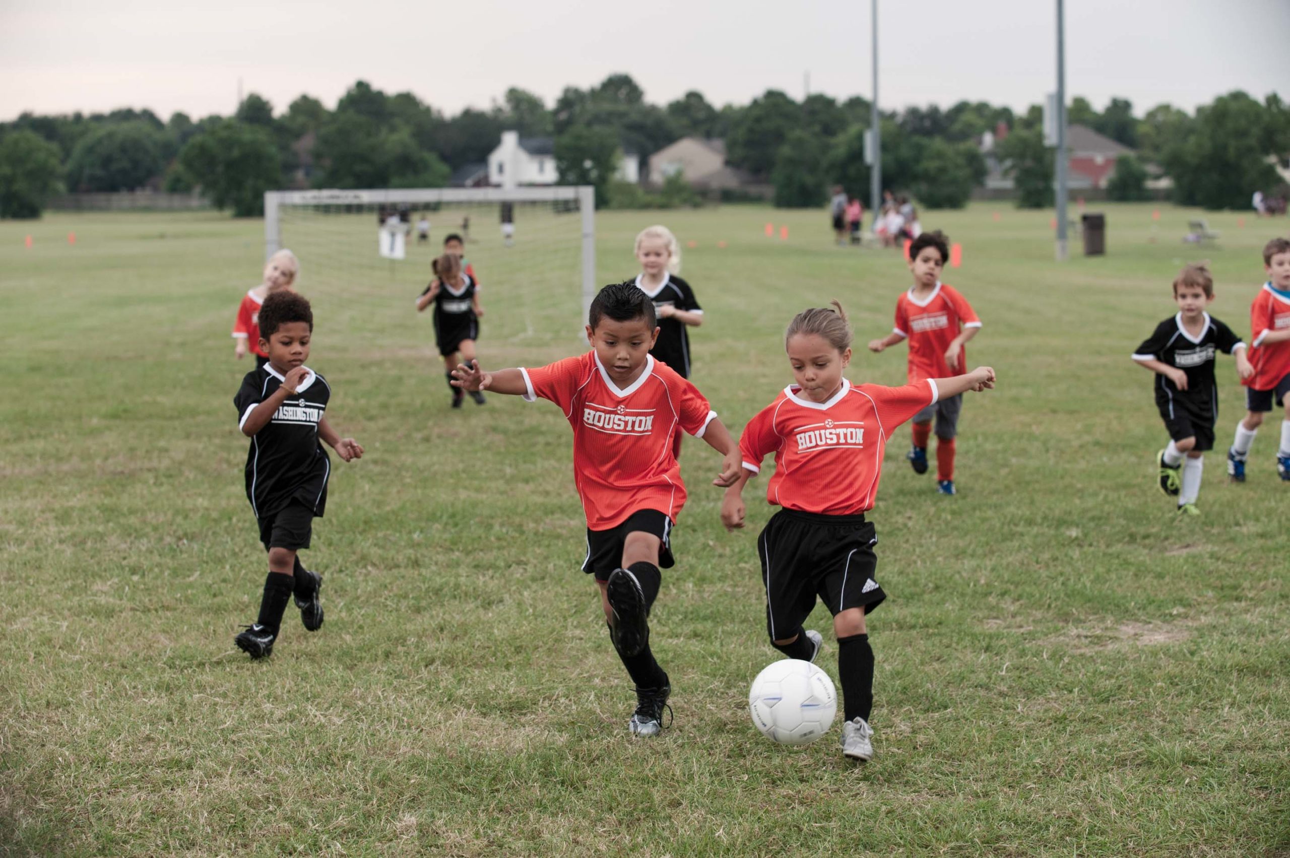 Youth soccer team playing in a match