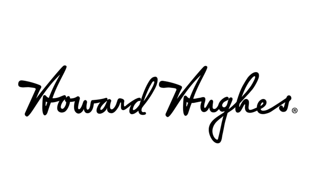 Howard Hughes script font logo in all black text