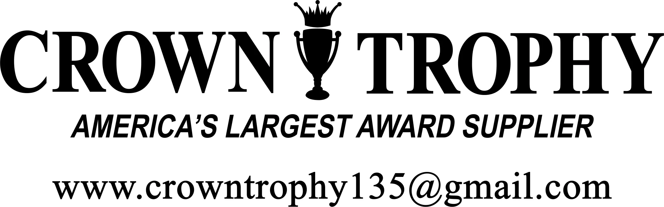 Crown Trophy logo in black with email details